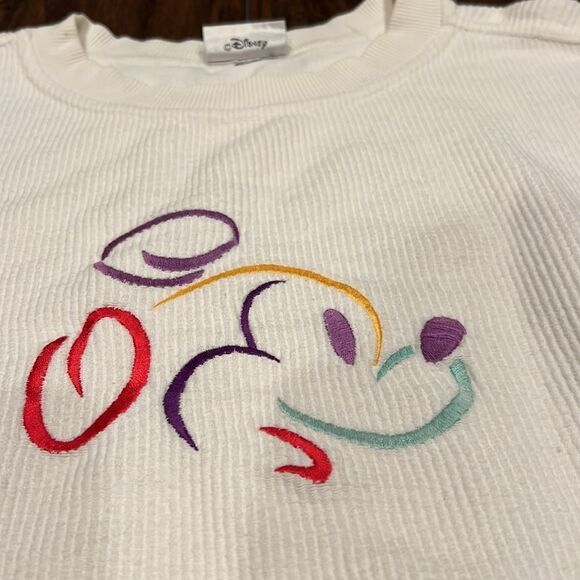 Vintage Walt Disney World White Mickey Sweater Sweatshirt Size XL Ribbed Texture - Picture 2 of 8